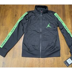 NWT Jordan Brand of Light Black and Neon Green Zip Jacket Size Small 8-10 Years